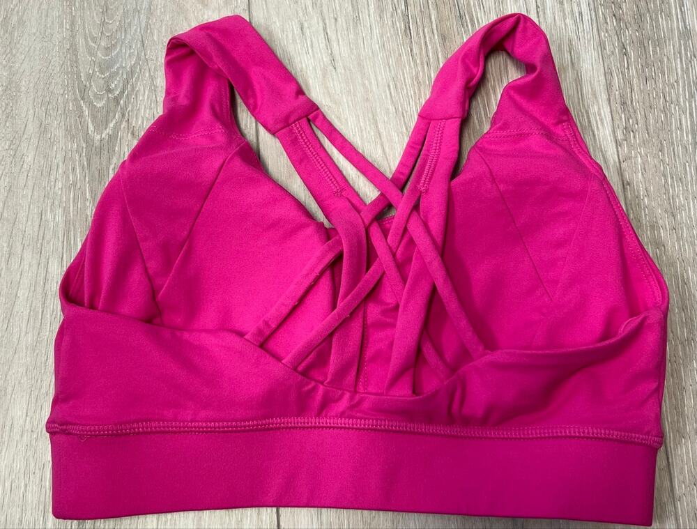 Rae Mode Women’s Small Hot Pink Strappy Back Longline Sports Bra Padded